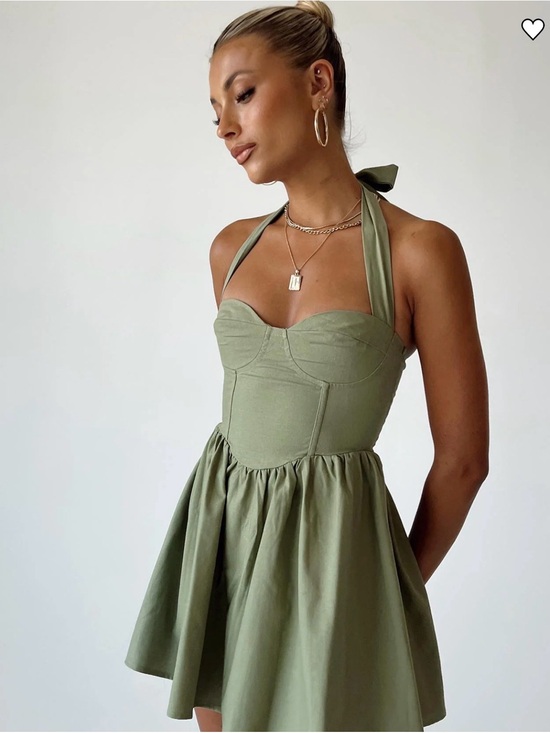 Princess Polly Dresses & Skirts - Princess Polly Olive Green Halter Mini Dress